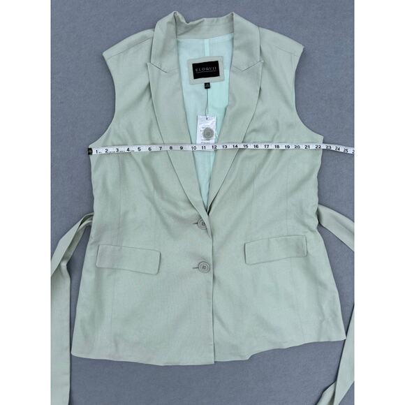 NWT Eloquii Women's Sage green longline belted vest size 14 Linen Rayon blend - Picture 7 of 8